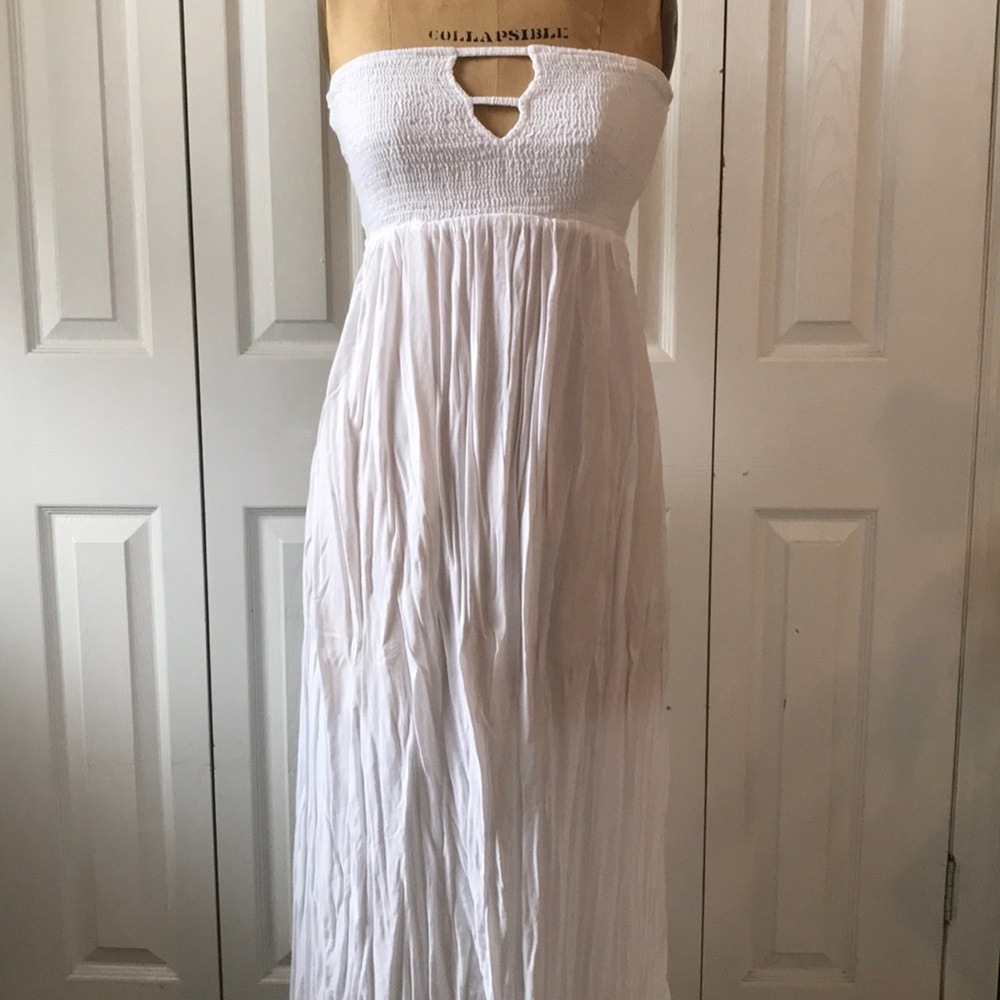 White open back maxi dress